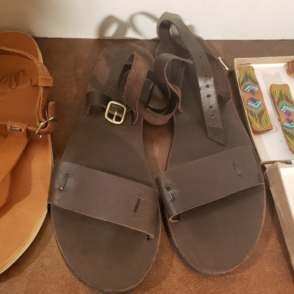 Sseko caramel T-Strap Espresso Rue Sandals Sz 10 - Picture 6 of 7